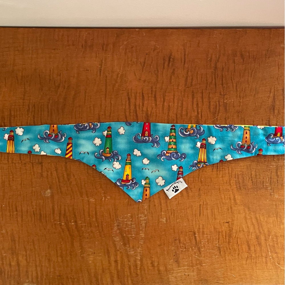 Dog Bandana: Lighthouses and Polka Dots